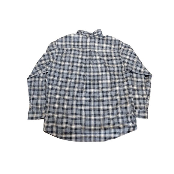L.L. Bean Men's Cotton Fleece Shirt Long Sleeve Button Down Size XL-Reg Grey Pla - Picture 3 of 6